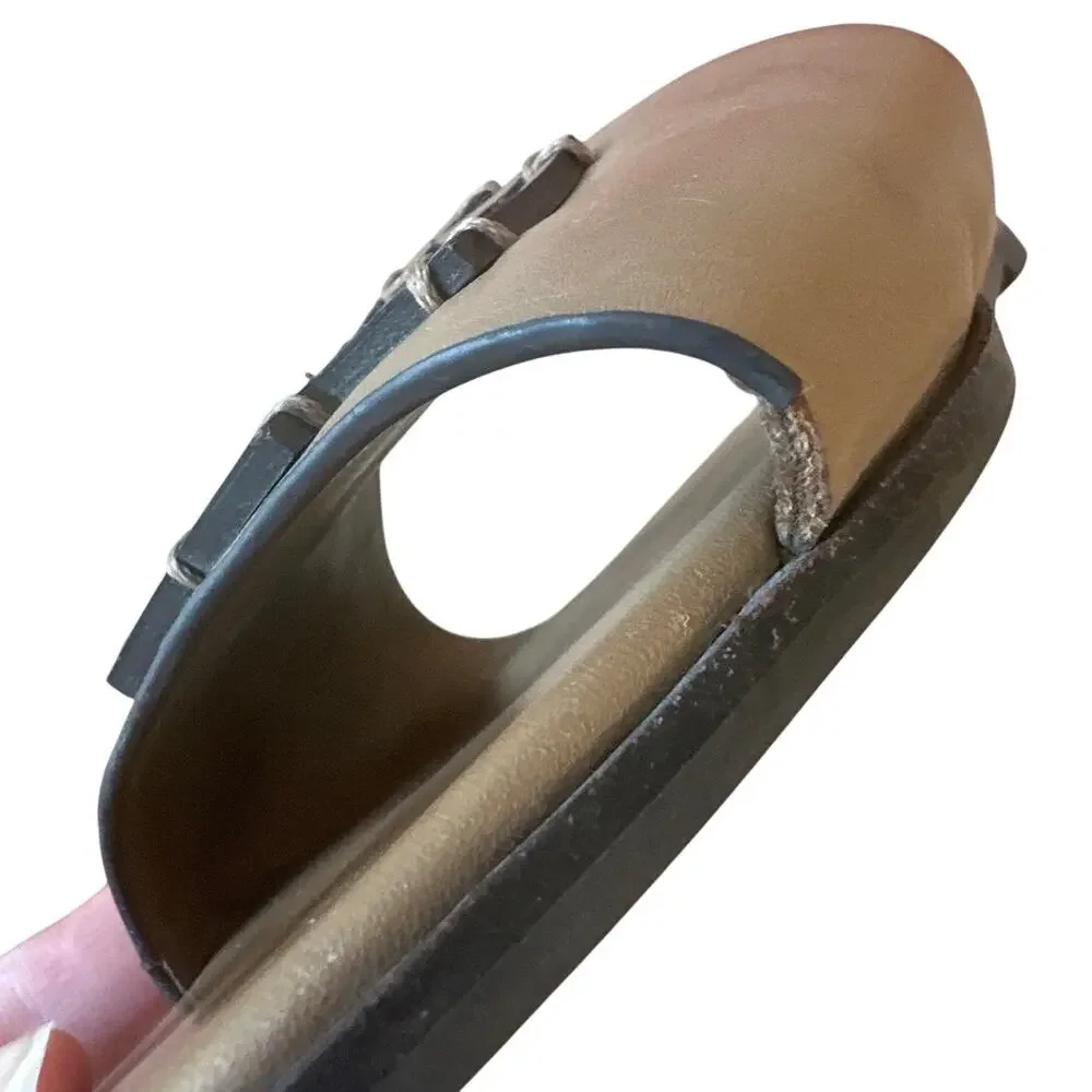 Tory Burch Ines Leather Slides Almond Beige Sandals 9
